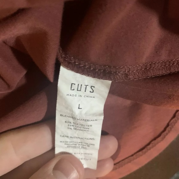 Cuts Clothing S/S Crew Neck Elongated Pocket T-shirt Rust/Burnt Orange. Large - Picture 2 of 3